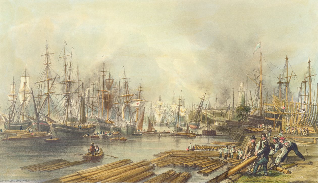 Skipsbygging på Limehouse, 1840 av William Parrott