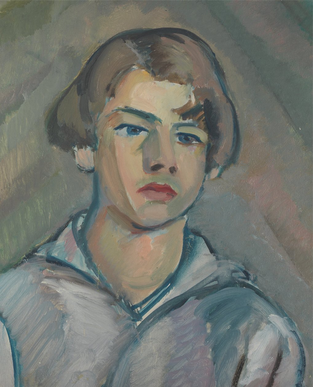 Portrett av en ung mann med langt hår av William Peploe