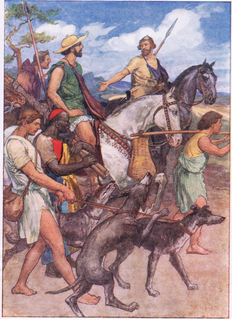 Pelopidas drar til Theben, fra Plutarch Lives utgitt av T C & E C Jack Ltd, 1920-tallet av William Rainey