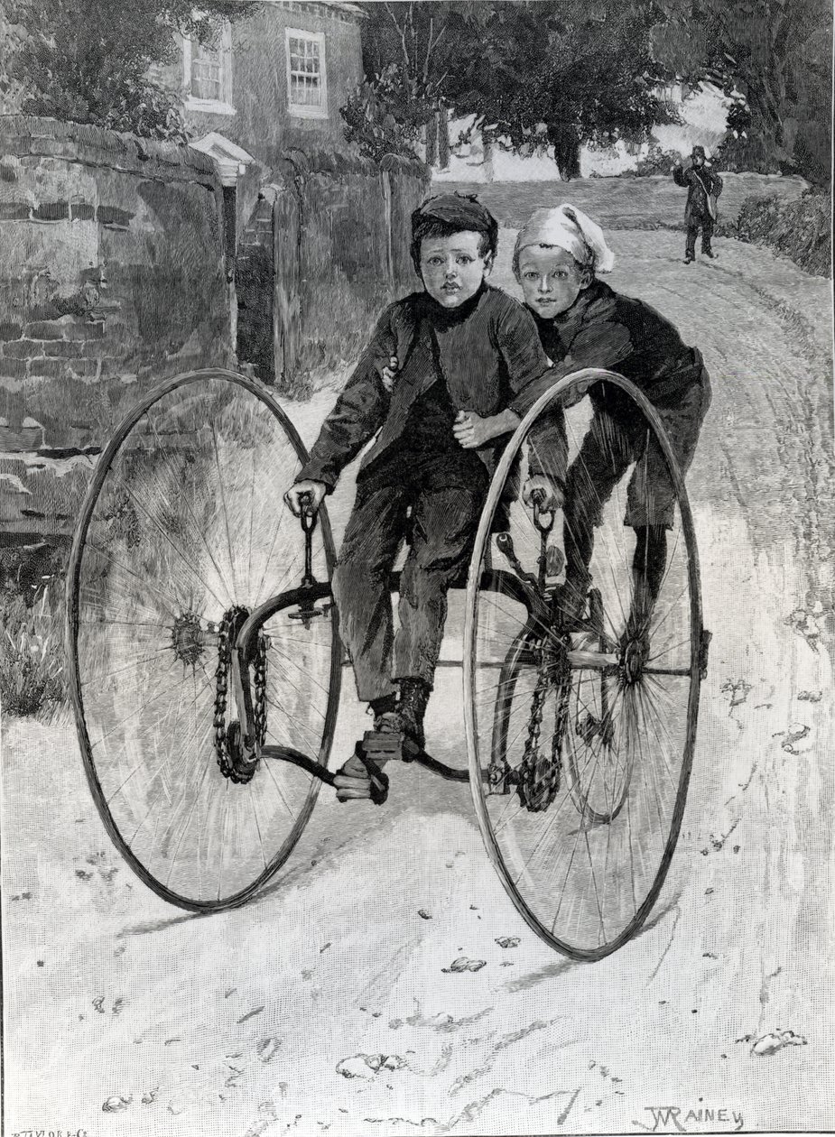 The Stolen Steed, Two Boys Riding a Tricycle, 1891 av William Rainey