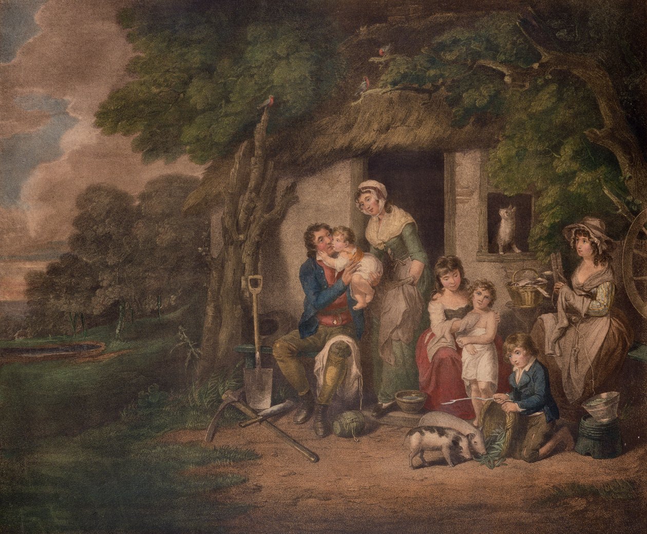 Lørdag kveld, 1795 (fargegravering) av William Redmore Bigg