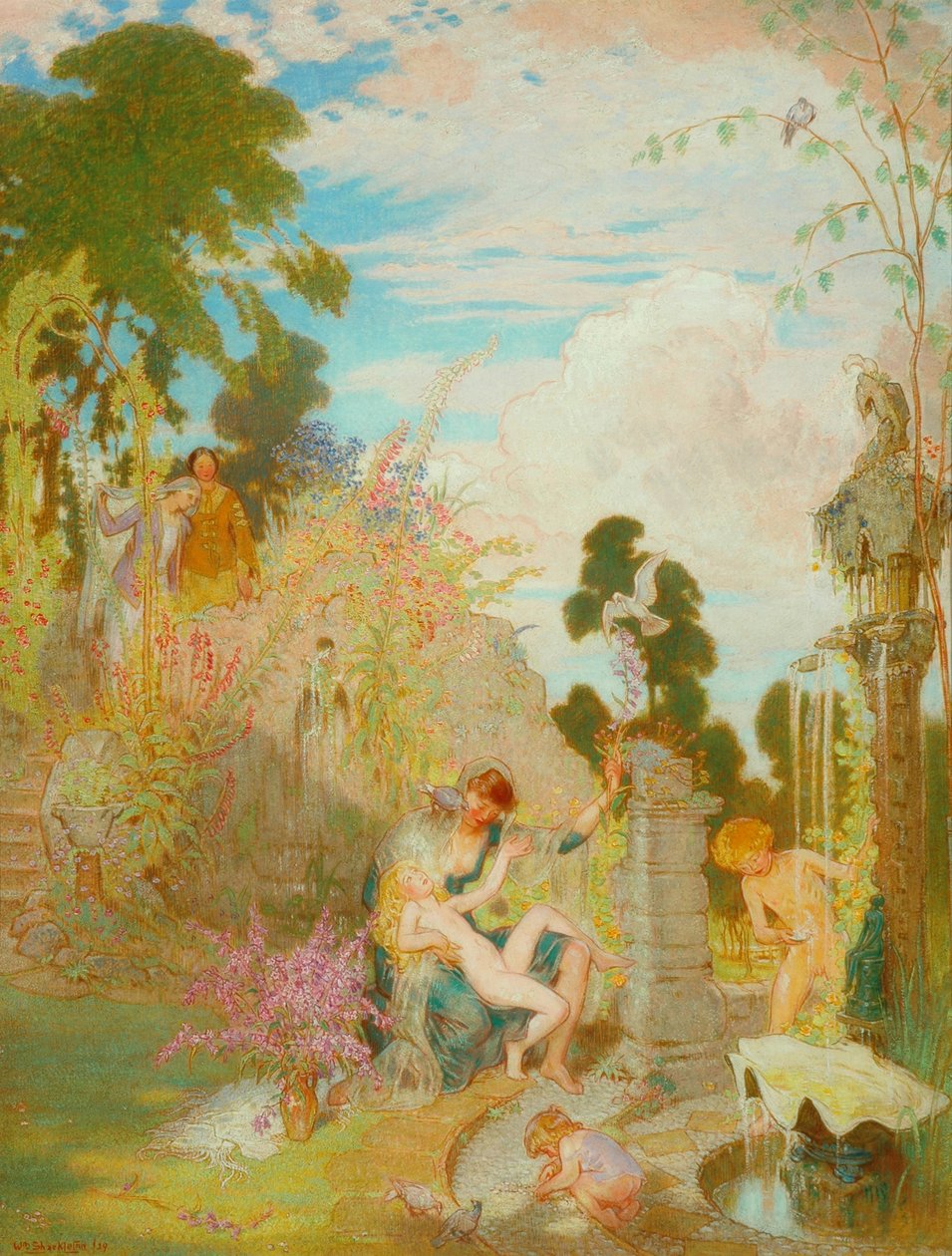 En hageidyll, 1929 av William Shackleton