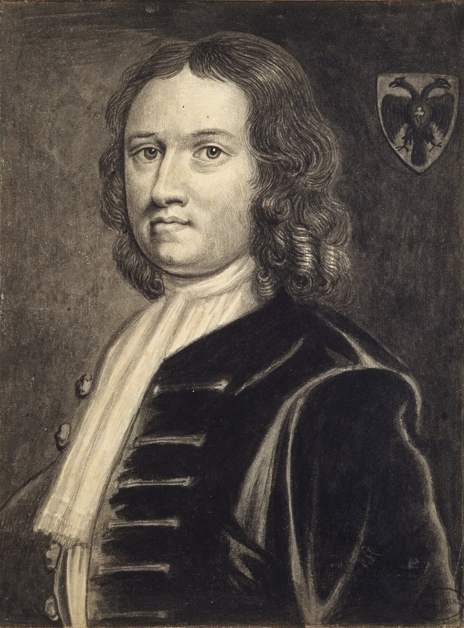 Selvportrett (svart og grå vaskes over penn og svart blekk) av William Stukeley