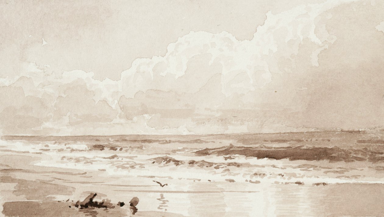 Seascape with Bird (vask på papir) av William Trost Richards