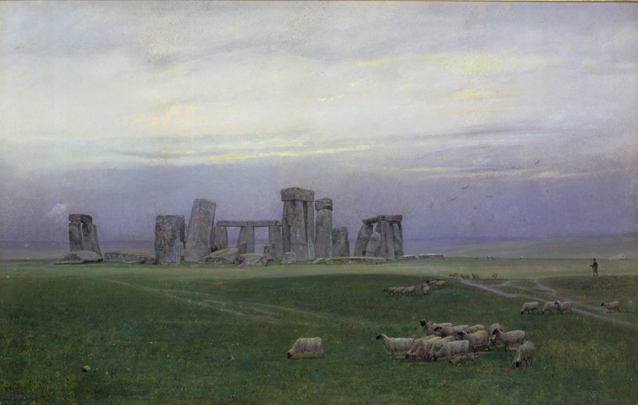Stonehenge, ca. 1882 (wc og gouache på papir) av William Trost Richards