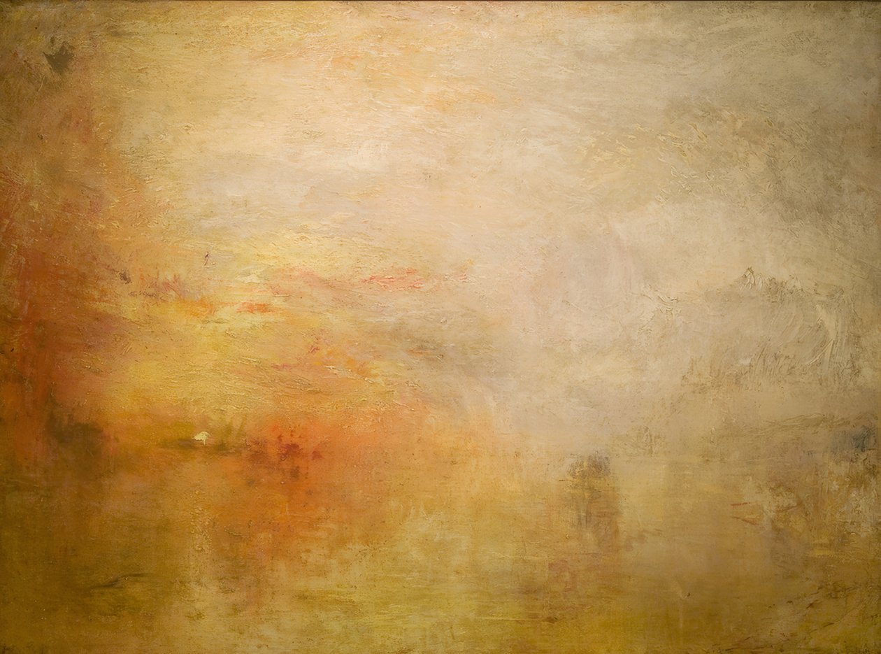 Solnedgang over innsjøen av Joseph Mallord William Turner