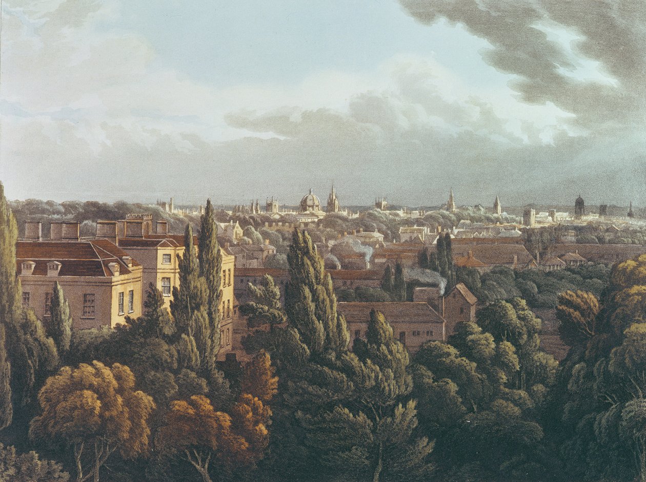 Utsikt over Oxford fra Gallery in the Observatory, gravert av J. Bluck, 1. juli 1814 (fargegravering) av Joseph Mallord William Turner