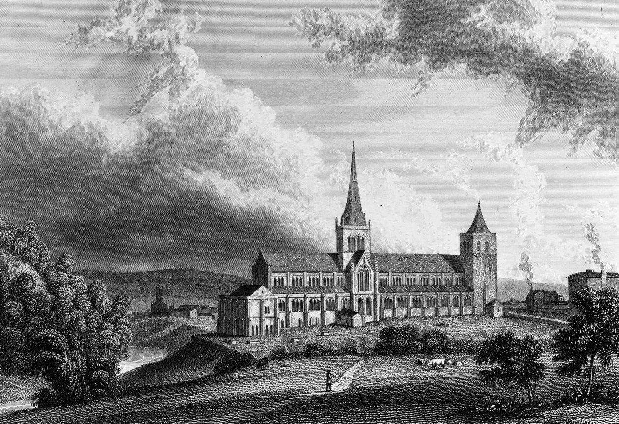 Glasgow Cathedral, gravert av Edward Finden, ca. 1830 (gravering) av William Westall