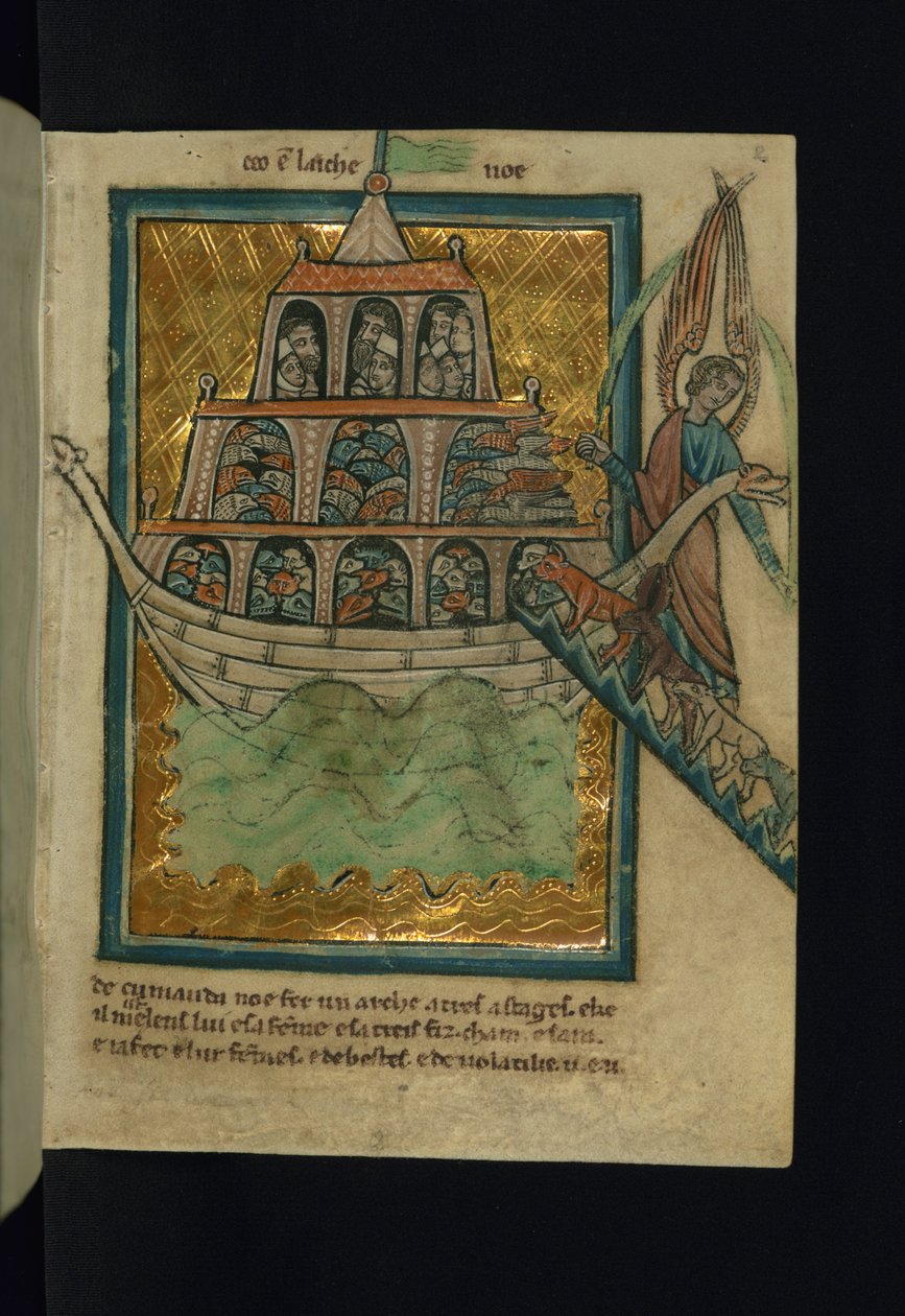 Dyrene kommer inn i Noahs ark (1. Mosebok 6: 13-7: 16) av William de Brailes  