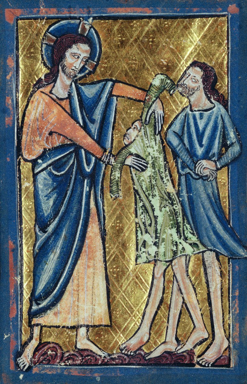 Gud kler Adam og Eva, fra en bok med bibelbilder, ca. 1250 av William de Brailes  