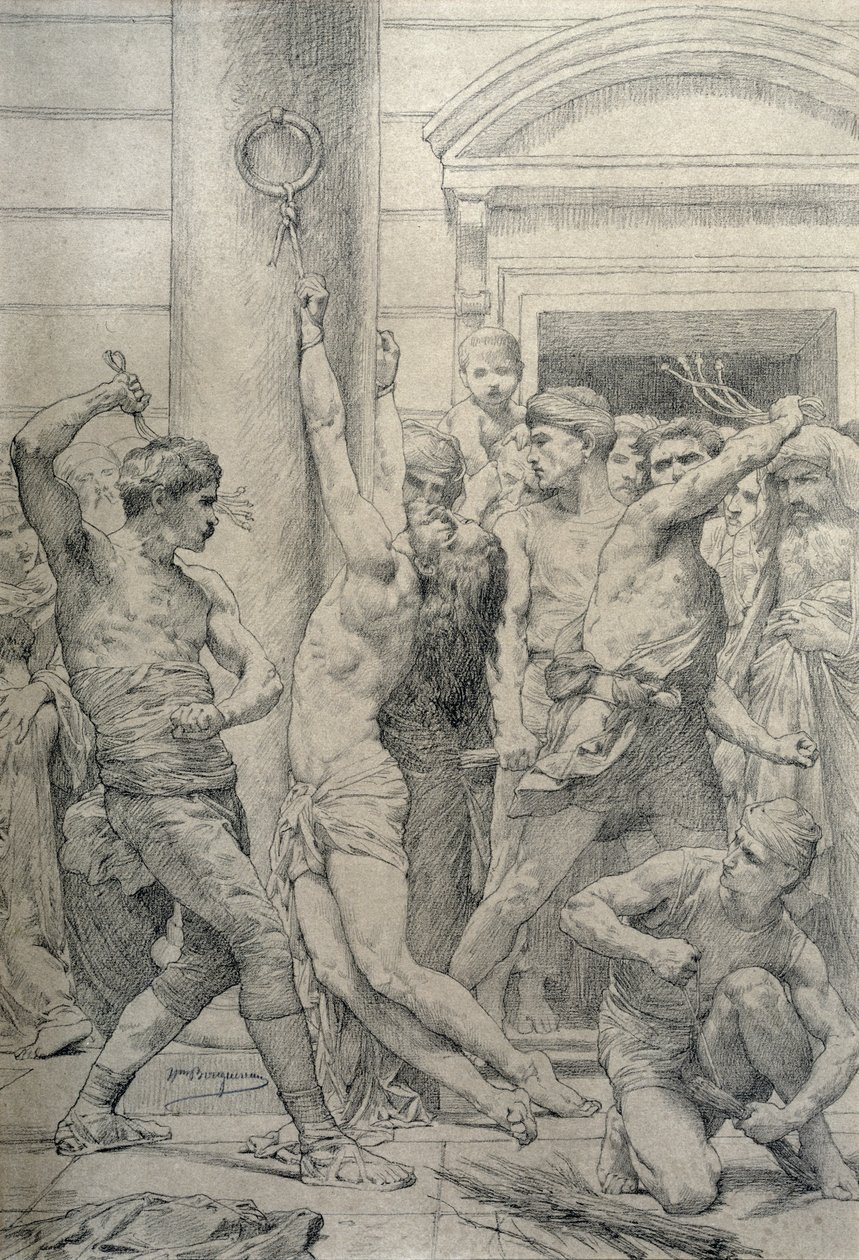 The Flagelation of Christ, ca. 1881 (kull på papir) av William Adolphe Bouguereau