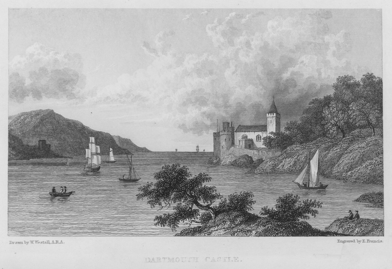 Dartmouth Castle (gravering) av William (after) Westall