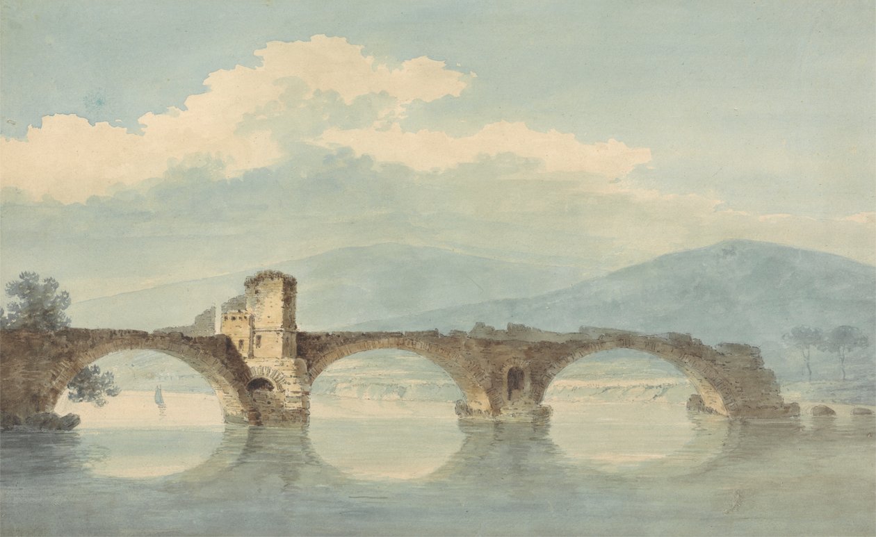 En bro over Arno (?) av William Alfred Delamotte