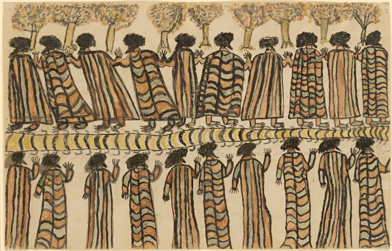 Figurer i possum-hudkapper av William Barak
