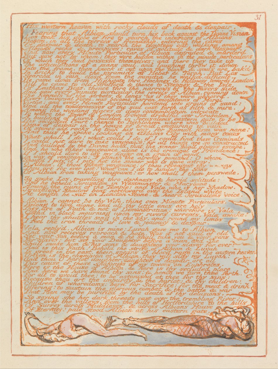 Jerusalem, plate 31, hans vestlige himmel ... av William Blake