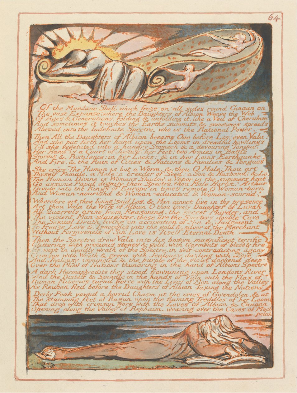 Jerusalem, plate 64, of the Mundane Shell .... av William Blake
