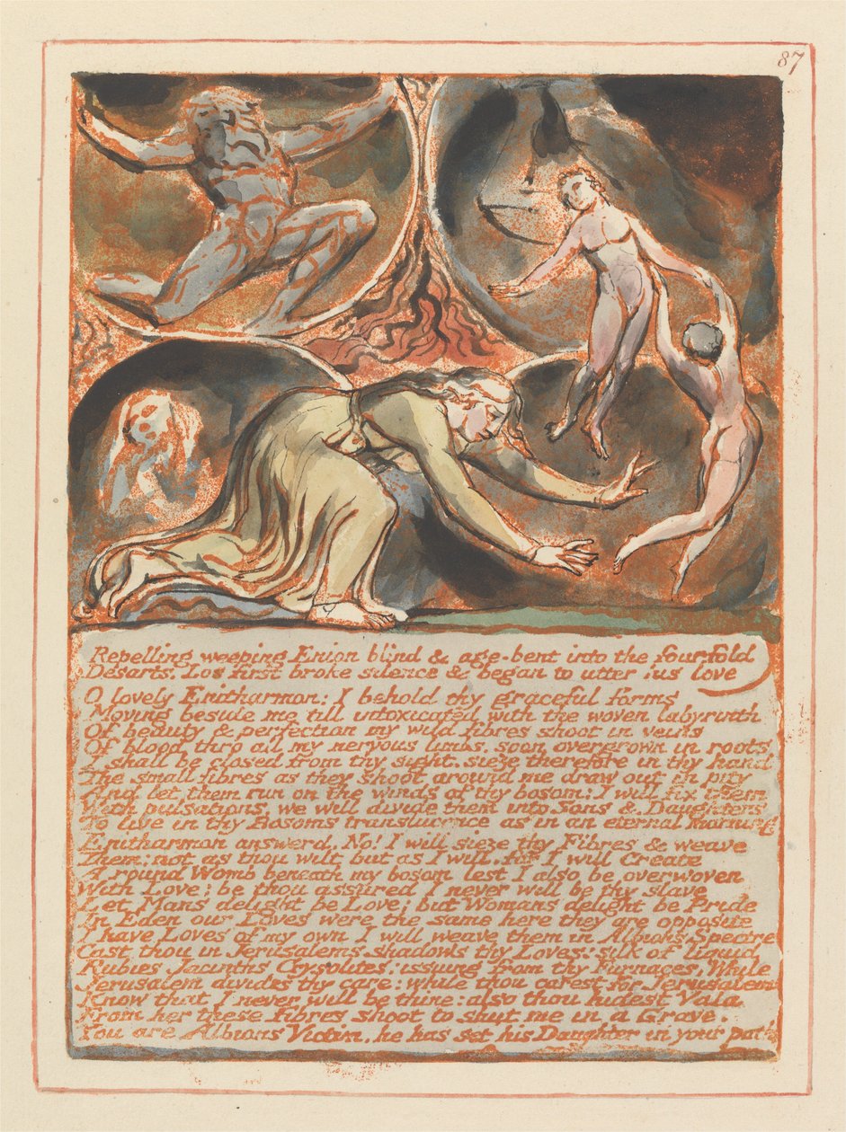 Jerusalem, plate 87, frastøt gråtende Enion .... av William Blake