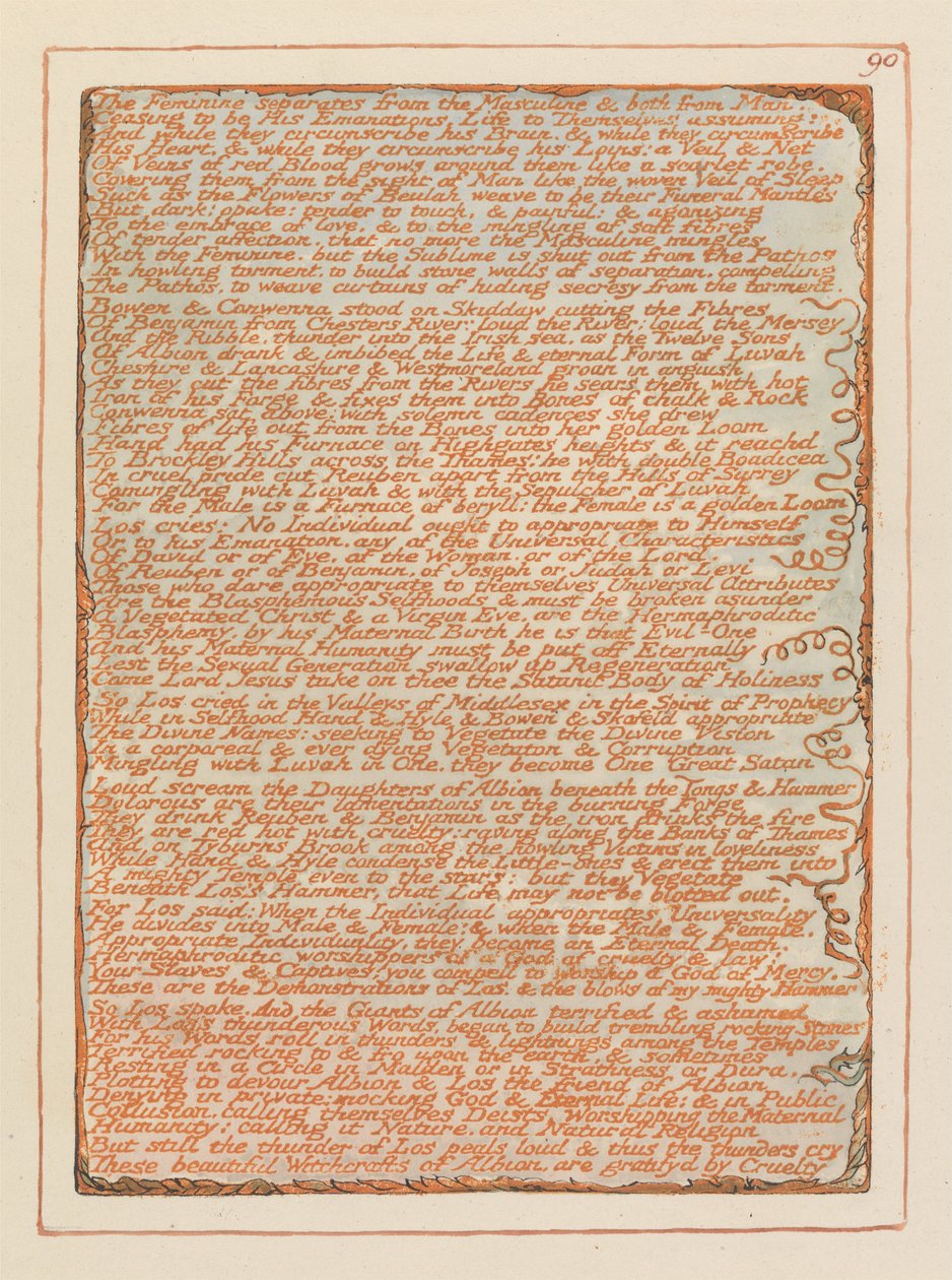 Jerusalem, Plate 90, Det feminine skiller... av William Blake