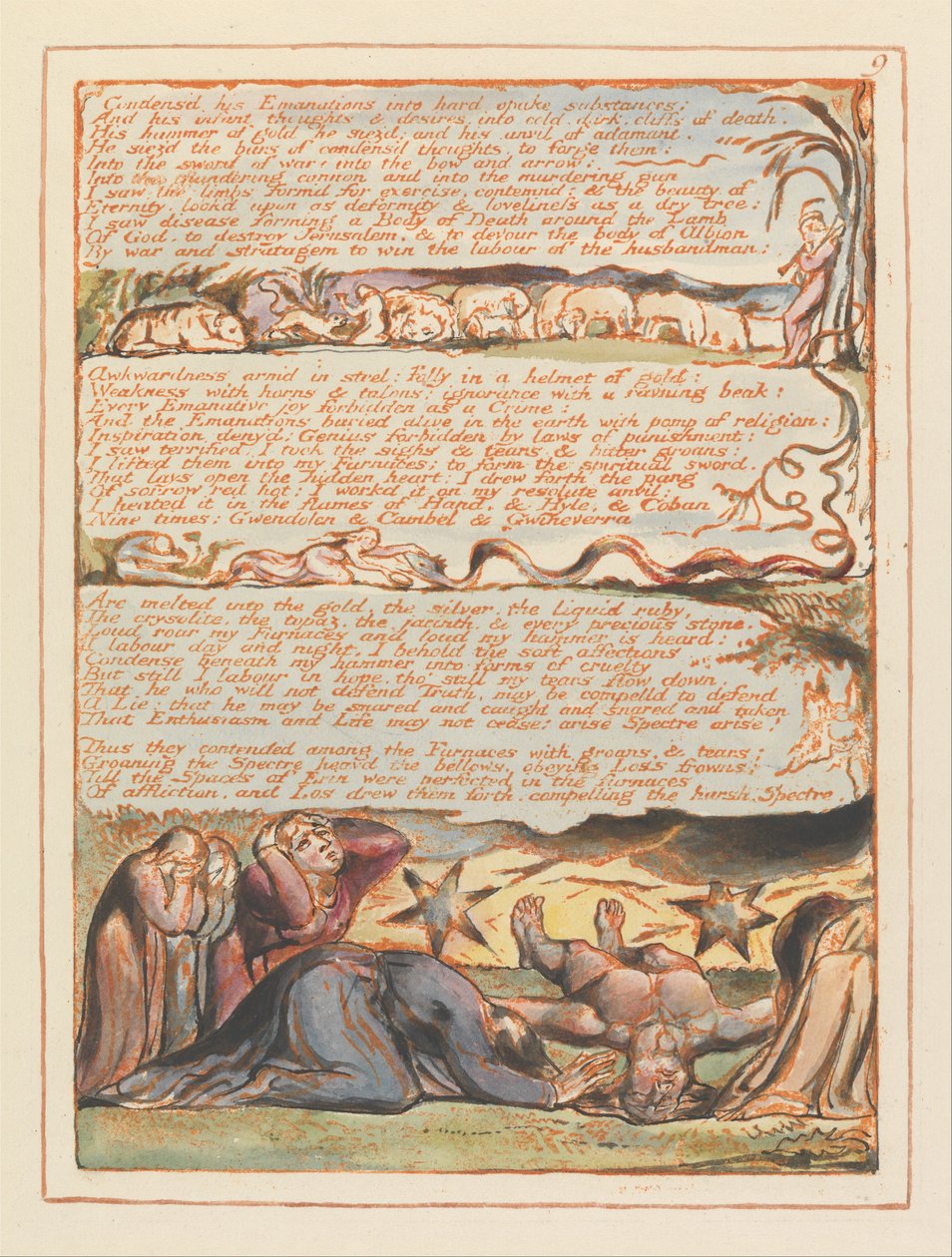 Jerusalem, Plate 9, kondenserte sine utstrålinger.... av William Blake