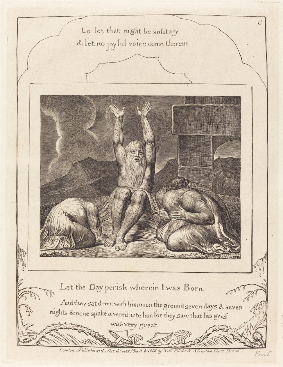 Jobs fortvilelse, 1825. av William Blake