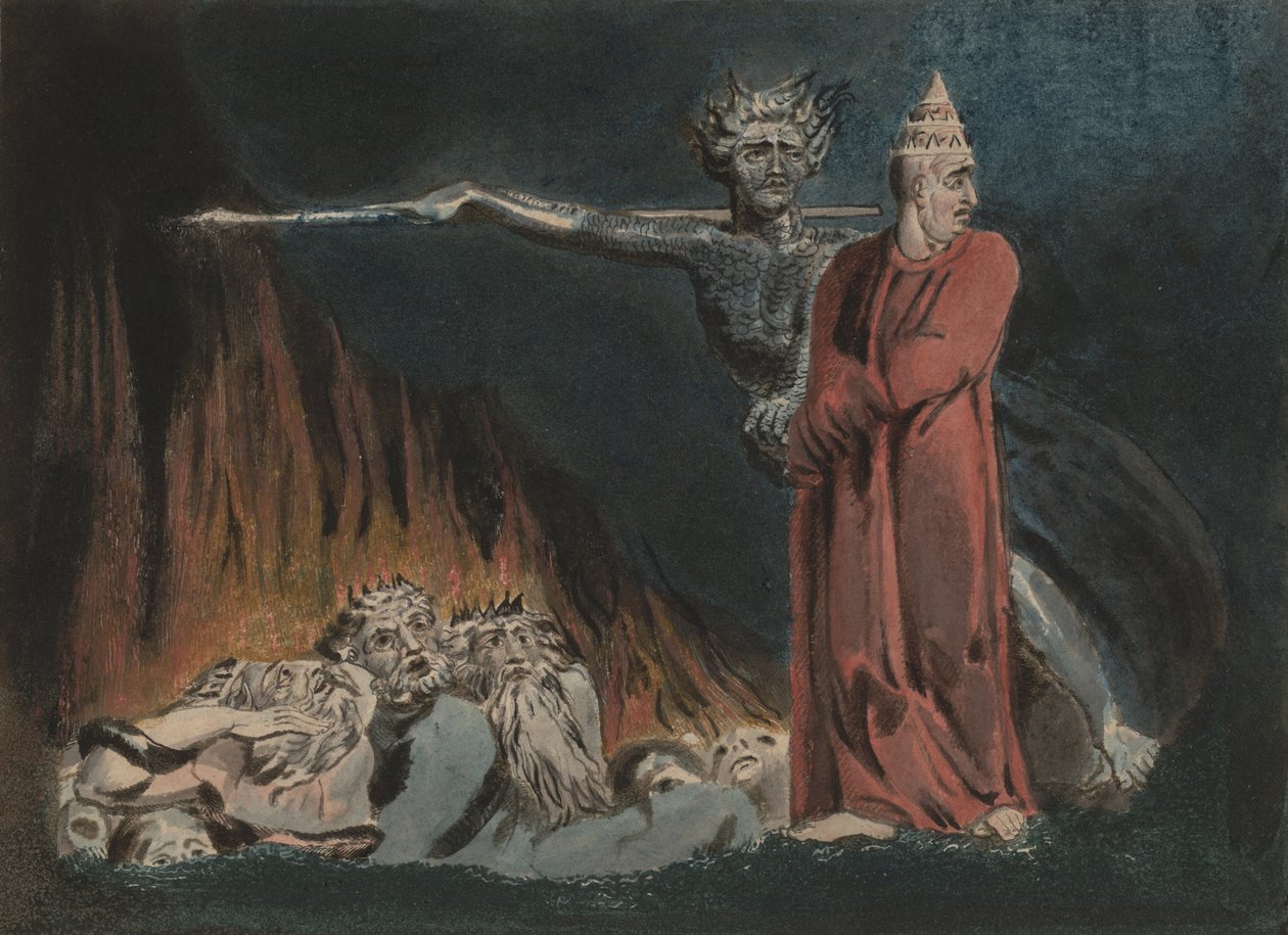 Lucifer og paven i helvete, ca. 1794-96 av William Blake