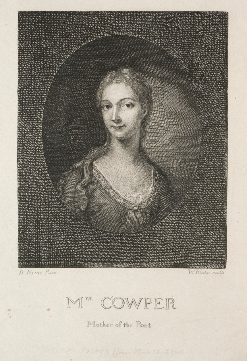 Mrs. Cowper, poetens mor, 1802. av William Blake