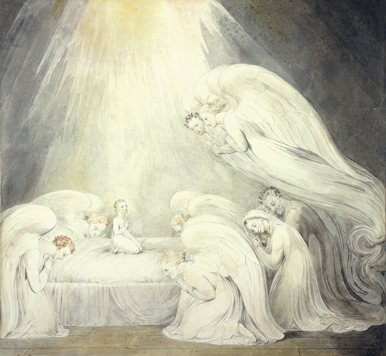 Spedbarnet Jesus sier sine bønner, ca. 1805 av William Blake