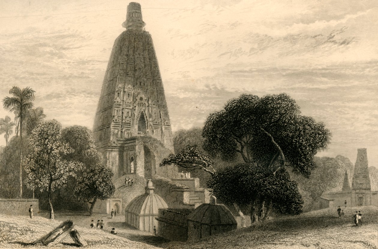 Det store tempelet i Bode Gyah, 1835. av William Daniell