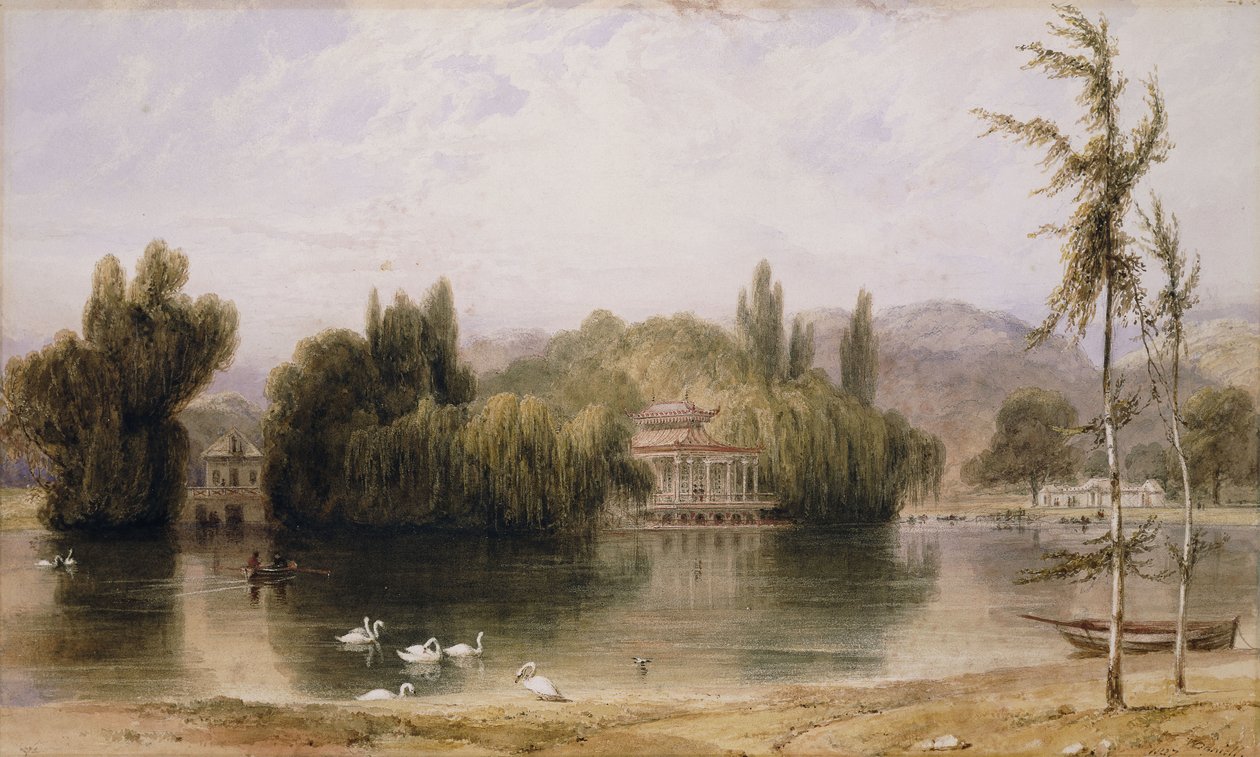 Scene på Virginia Water, 1827 av William Daniell