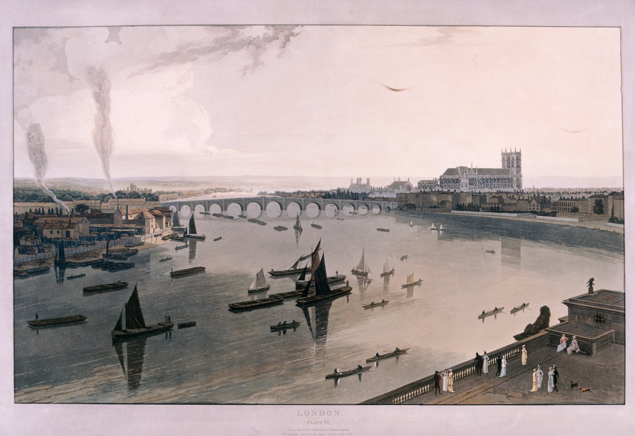 Utsikt over London fra Somerset House, 1805 av William Daniell