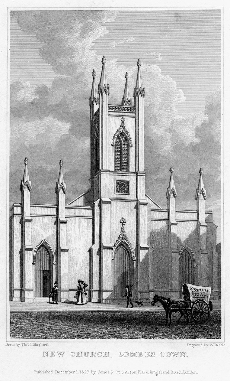 Ny kirke, Somers Town, Camden, London, 1827. av William Deeble