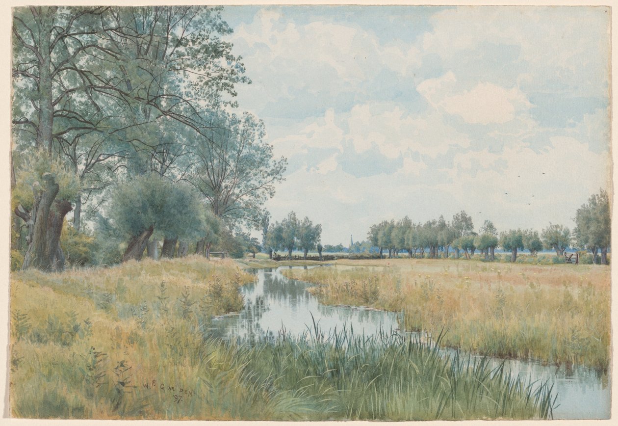 Elvelandskap nær St. Ives, Huntingdonshire av William Fraser Garden