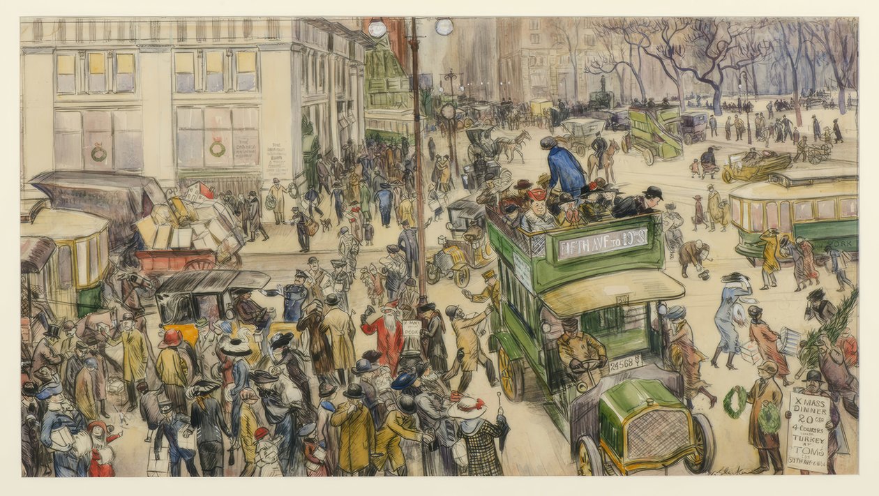 Julekjøpere, Madison Square av William Glackens