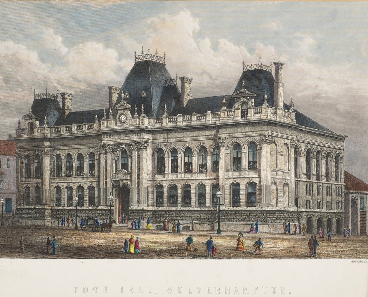 Rådhuset, Wolverhampton, ca. 1871 av William Greatbach