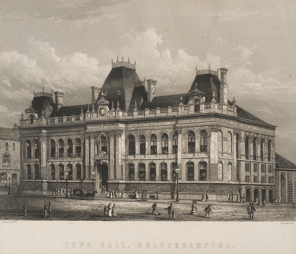 Rådhus, Wolverhampton, ca. 1871 av William Greatbach