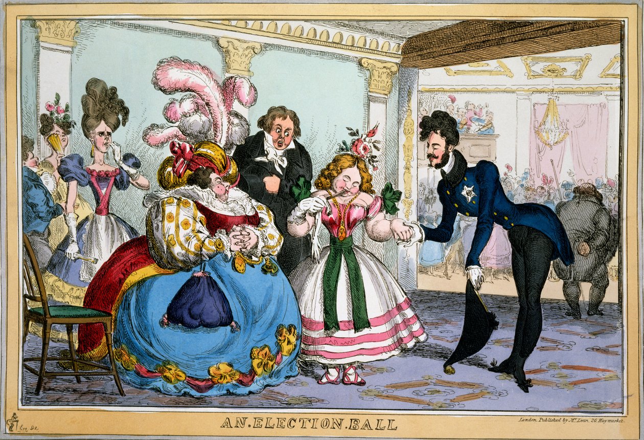 En valgball, ca. 1829 (håndfarget gravering) av William Heath