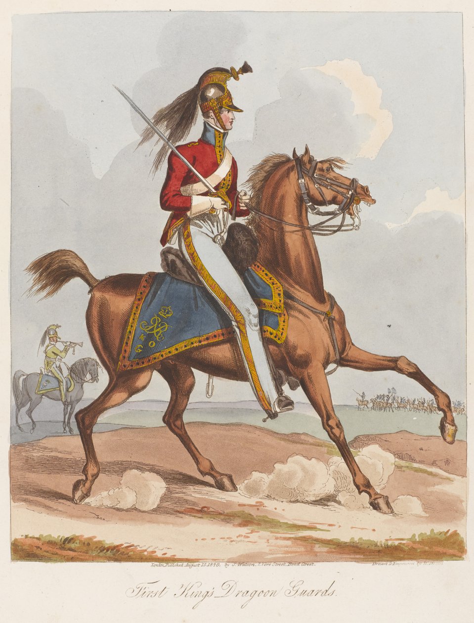 First Kings Dragoon Guards, 1820 (farget akvatint) av William Heath