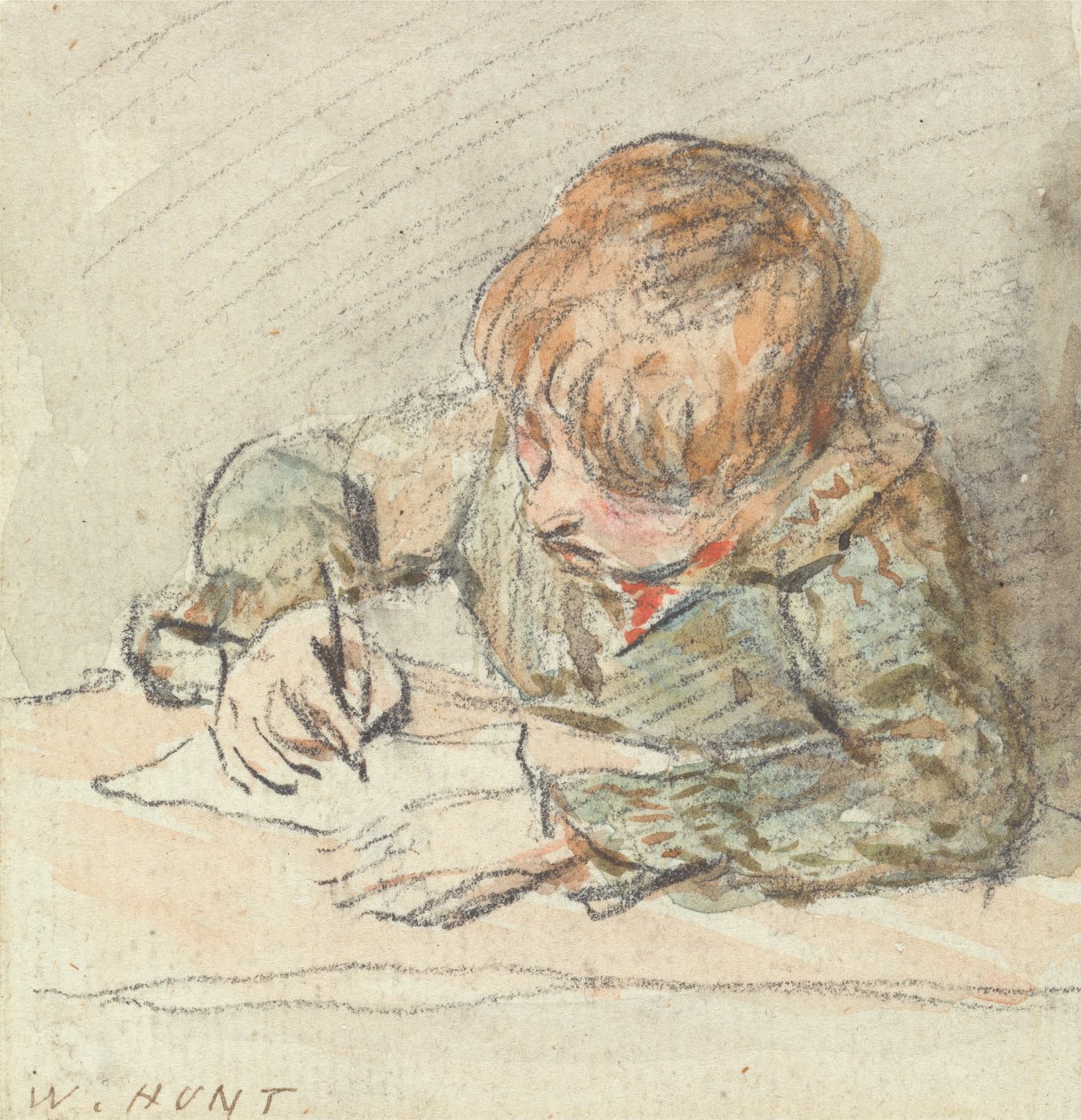 En gutt som skriver av William Henry Hunt