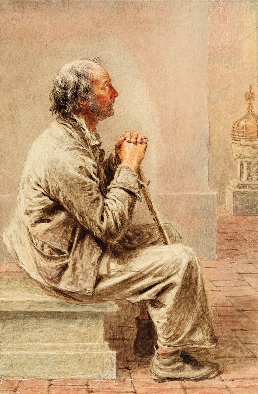 Rustikk andakt, ca. 1840 av William Henry Hunt