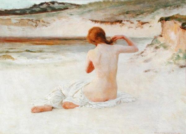 Naken på en strand av William Henry Margetson