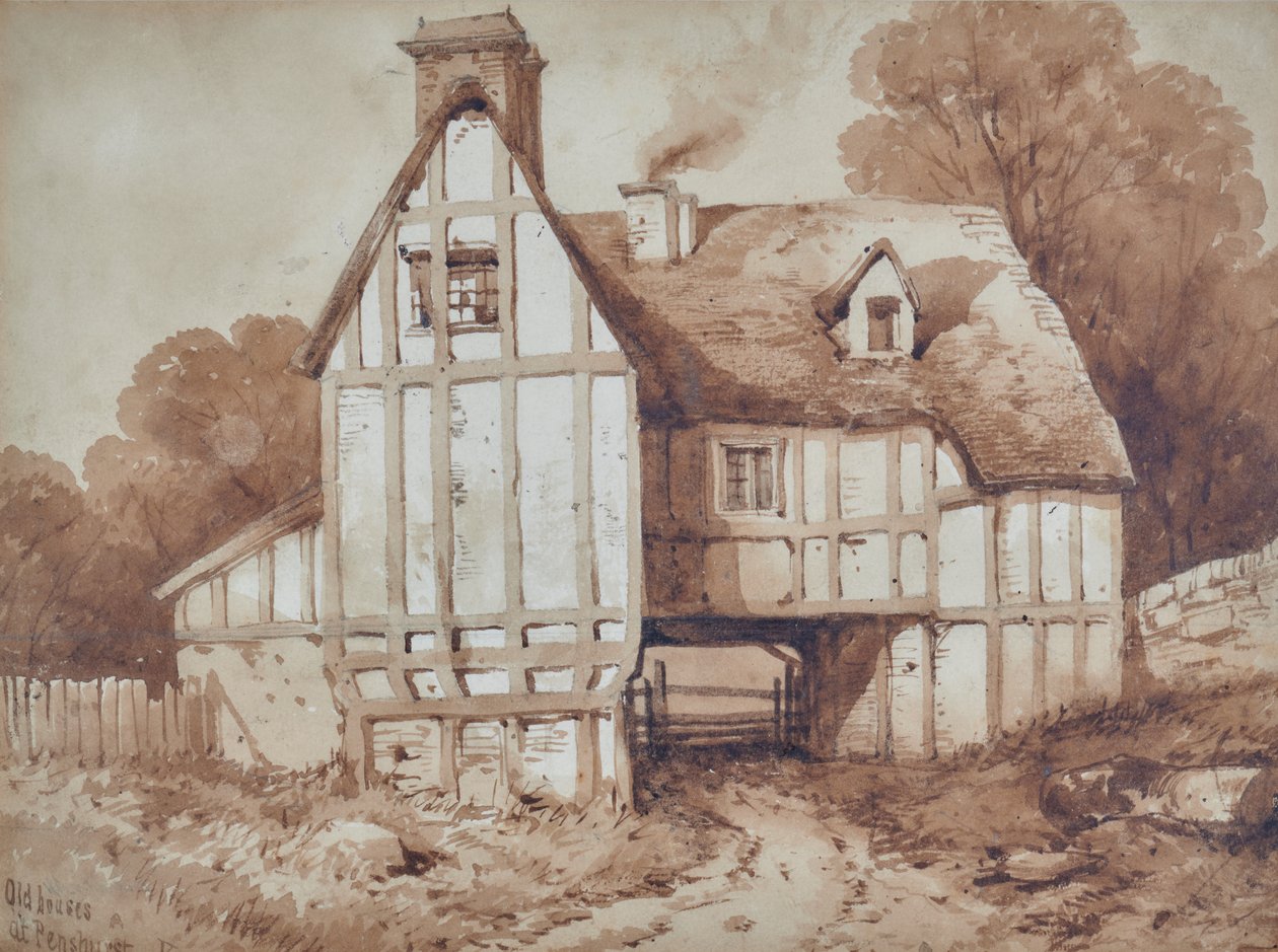 Gamle hus i Penshurst, Kent av William Henry Stothard