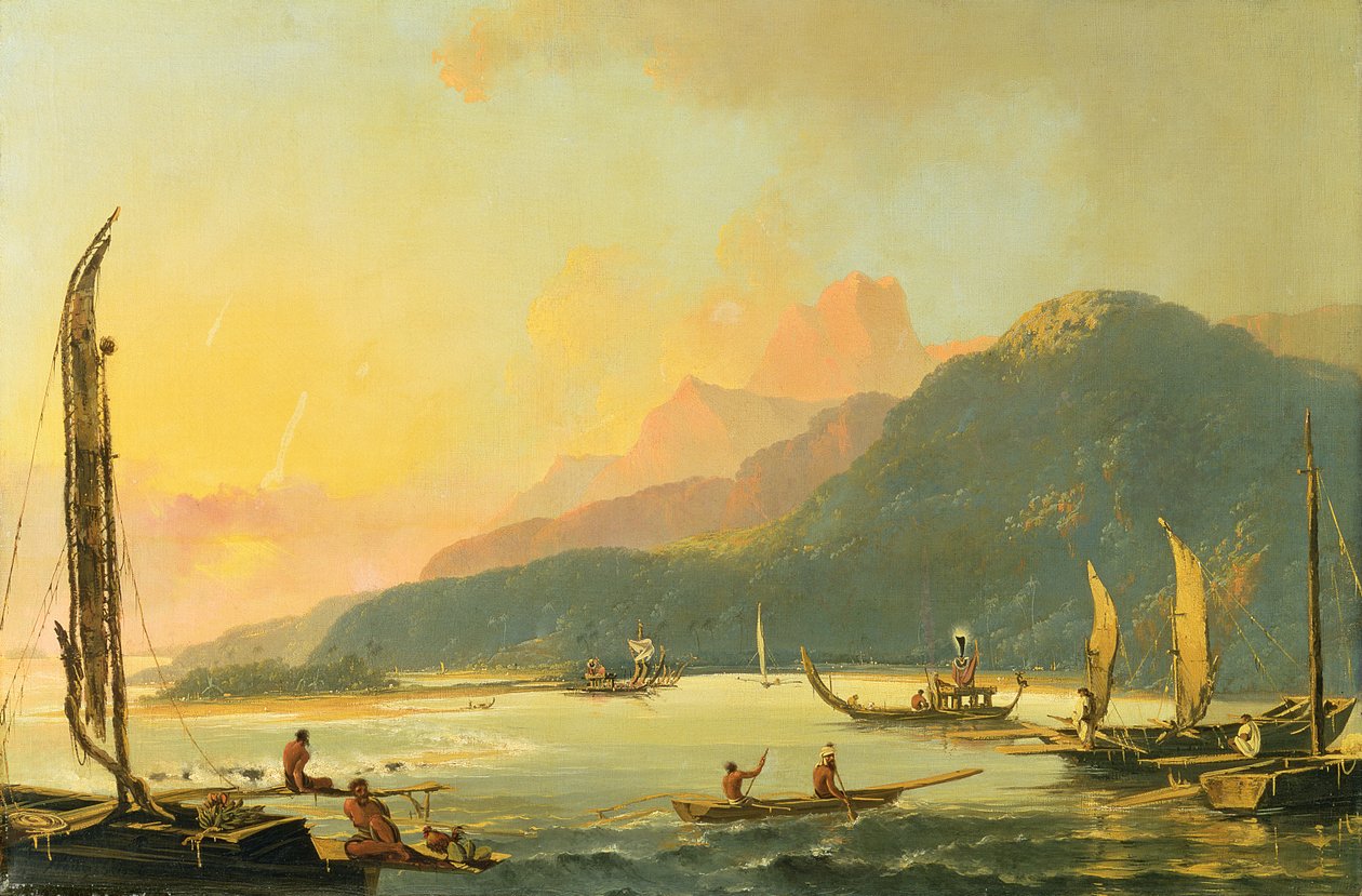 Tahitian War Galleys i Matavai Bay, Tahiti av William Hodges