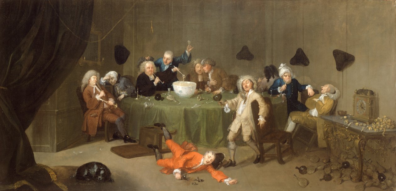 A Midnight Modern Conversation, ca. 1732 av William Hogarth