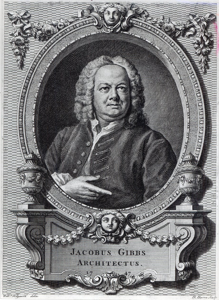 James Gibbs, gravert av Bernard Baron, 1747 av William Hogarth