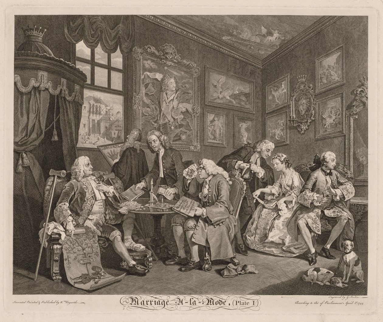 Marriage à la Mode: The Contract, 1745. av William Hogarth