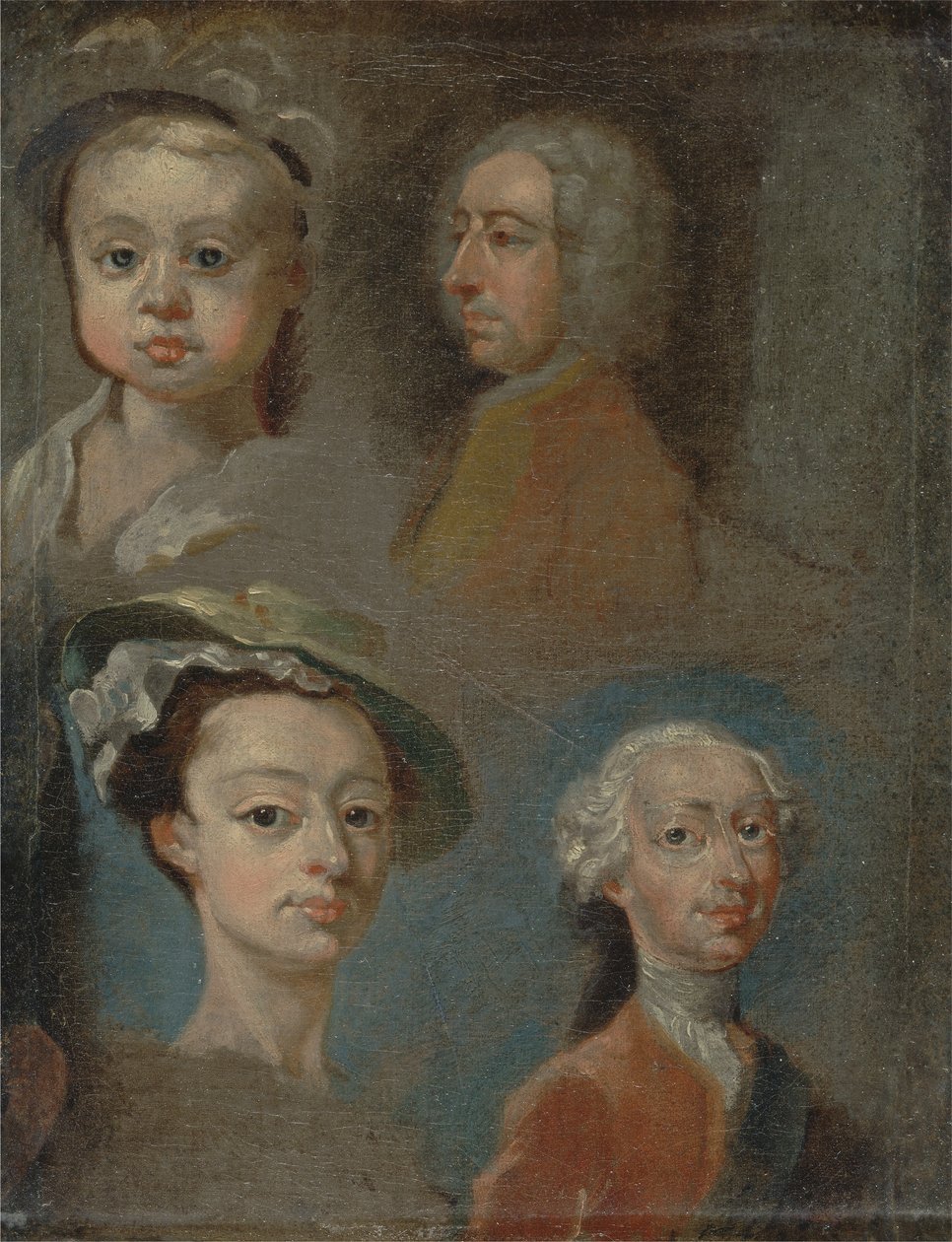 Study of Heads (olje på lerret) av William Hogarth