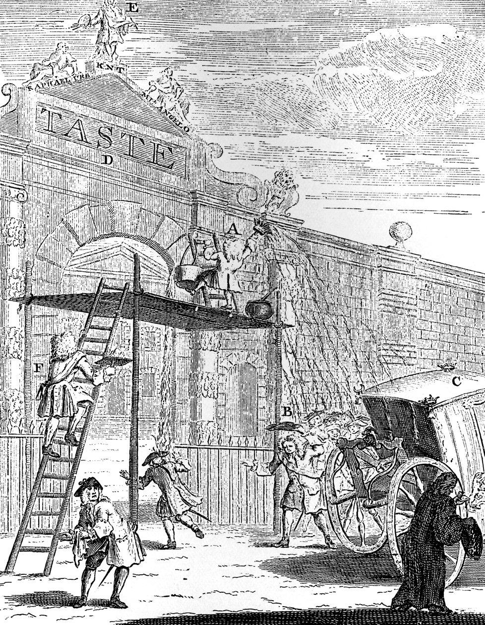 Smak: The Gate of Burlington House, 1731. av William Hogarth
