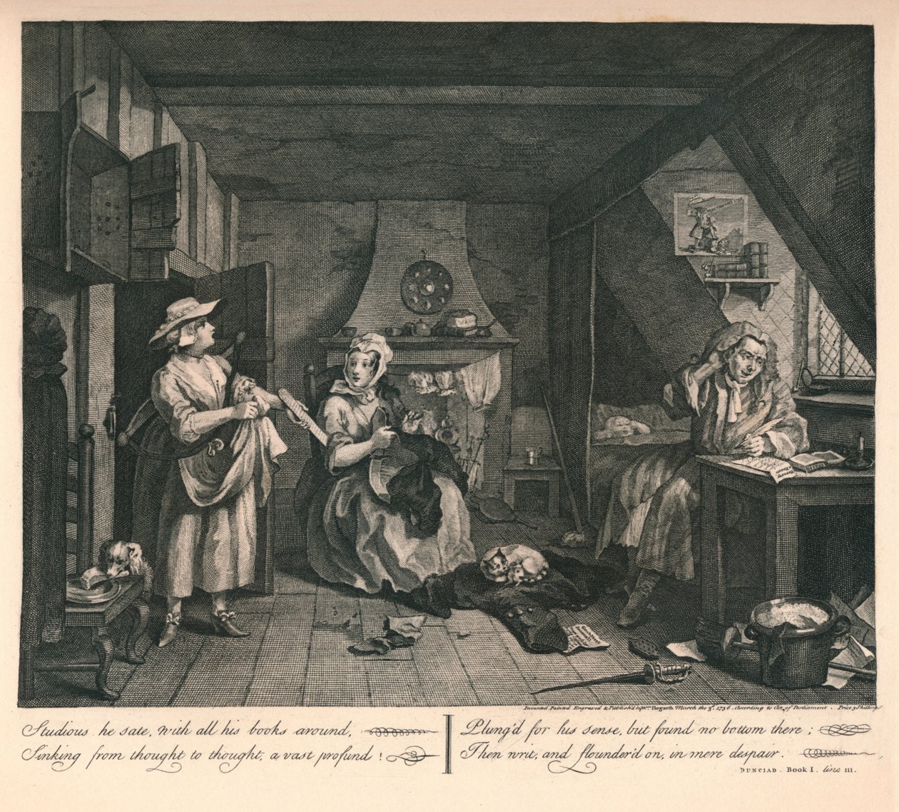The Distrest Poet, 1740. av William Hogarth