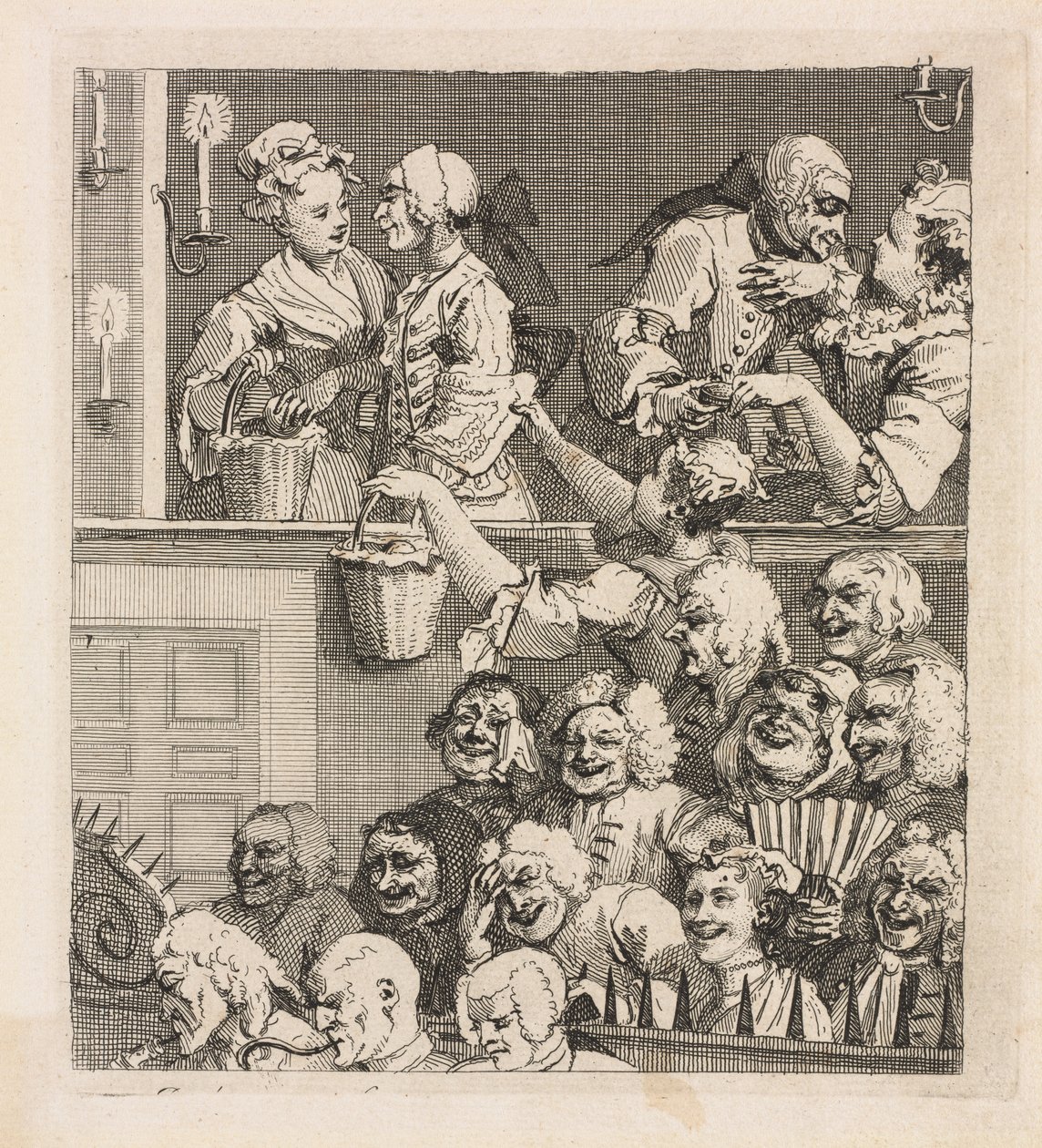 Det leende publikum, 1733. av William Hogarth