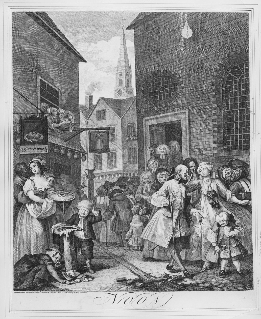 Tider på dagen, middag, 1738 av William Hogarth